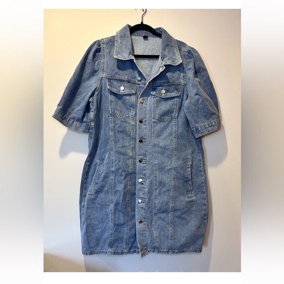 Dresses & Skirts - Shein Curve Plus Size 0XL Denim Short Sleeve Shirt Dress Pockets